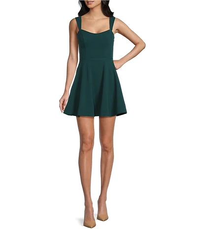 City Vibe Sweetheart Neck Sleeveless Illusion Lace Back Fit And Flare Dress