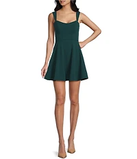 City Vibe Sweetheart Neck Sleeveless Illusion Lace Back Fit And Flare Dress