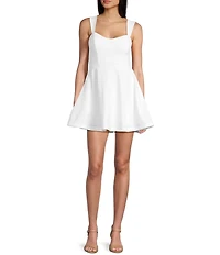 City Vibe Sweetheart Neck Sleeveless Illusion Lace Back Fit And Flare Mini Dress