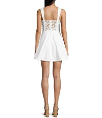 City Vibe Sweetheart Neck Sleeveless Illusion Lace Back Fit And Flare Mini Dress