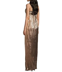 City Vibe Twist Front Bandeau Removable Strap Front Slit Dress