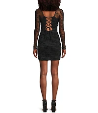 City Vibe V-Neck Long Sleeve Lace Up Back Ruched Bodycon Dress