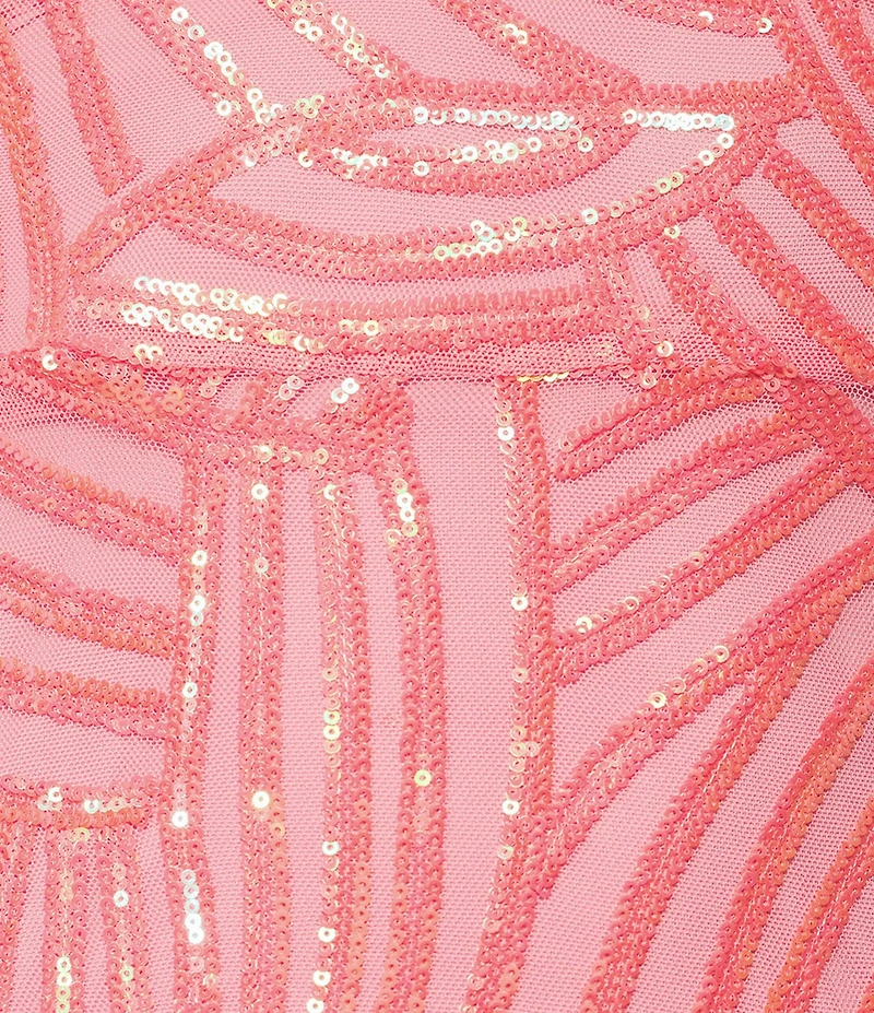 City Vibe V-Neck Sleeveless Sequin Pattern Open Back Side Slit Dress