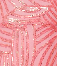 City Vibe V-Neck Sleeveless Sequin Pattern Open Back Side Slit Dress