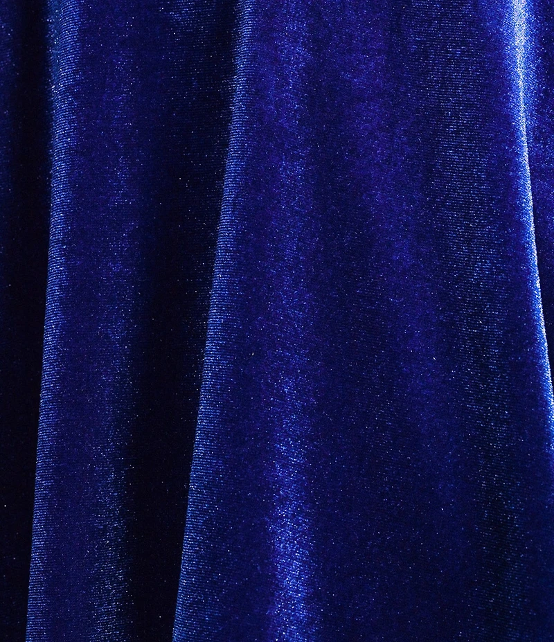 City Vibe Velvet High Neck Bow Shoulder Accented Layered Skater Dress