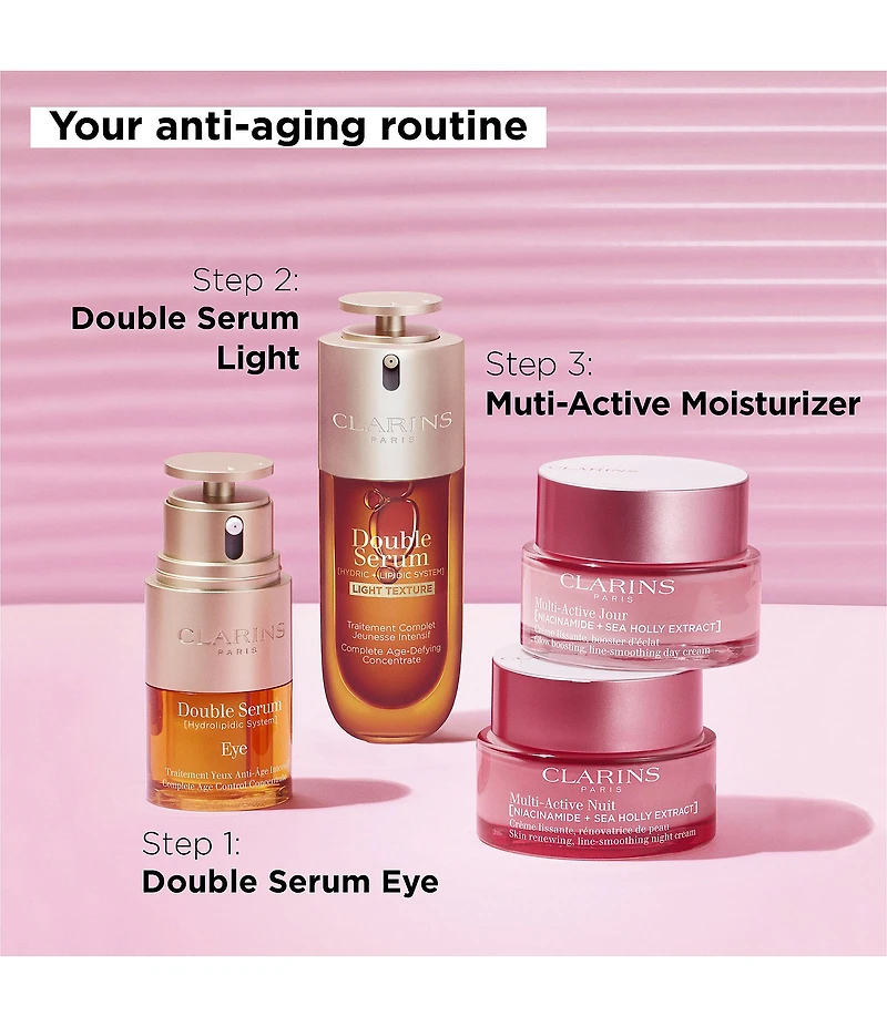Clarins Double Serum Light Texture Anti-Aging Concentrate to Firm, Smooth, Boost Radiance, and Refine Pores
