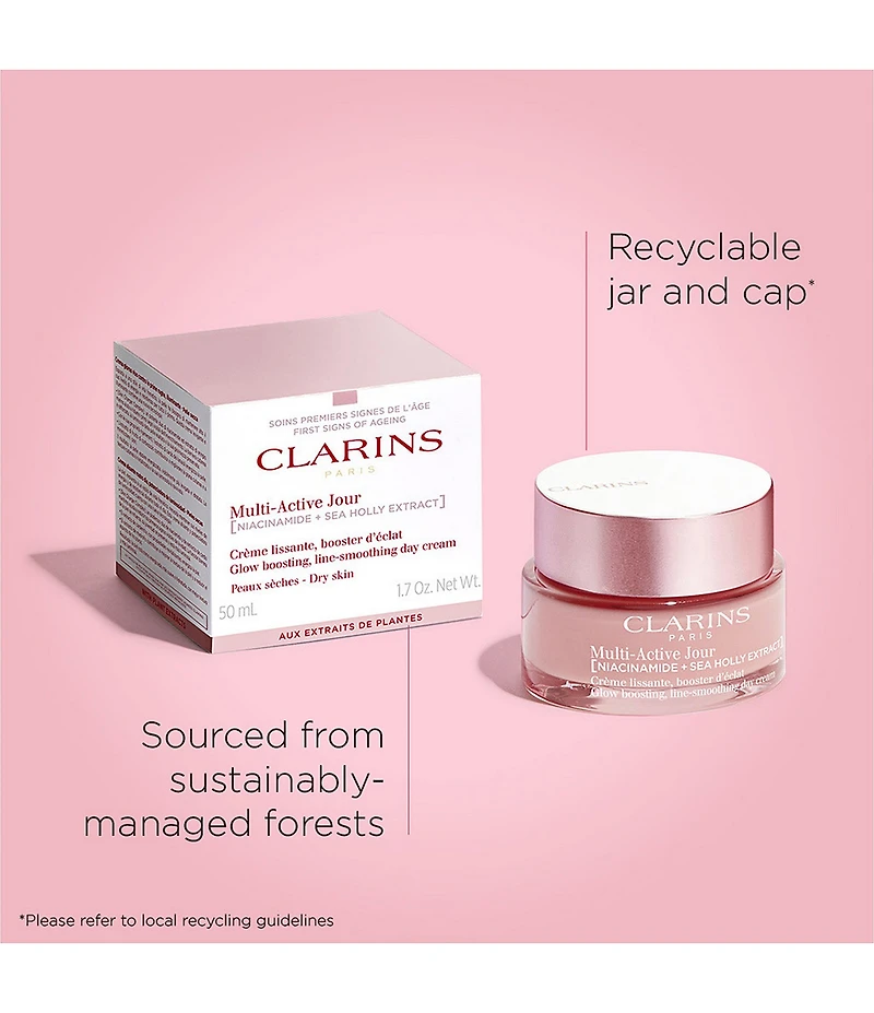 Clarins Multi-Active Day Moisturizer for Lines, Pores, Glow with Niacinamide for Dry Skin