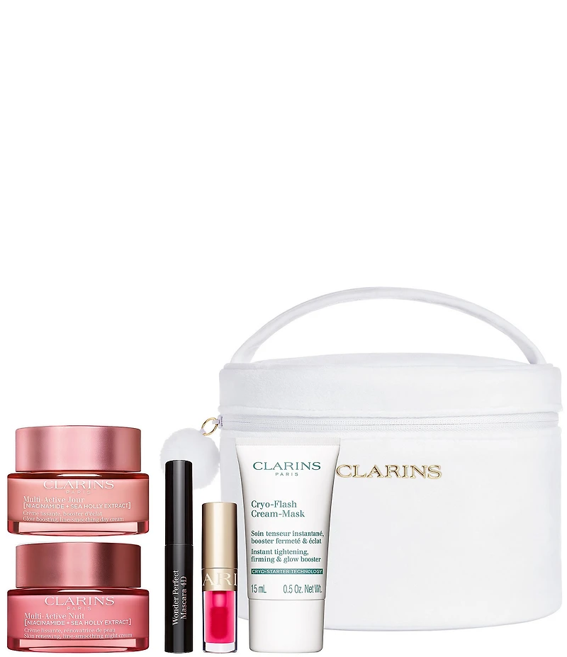 Clarins Lines, Pores, Glow Multi-Active Luxury Skincare Set