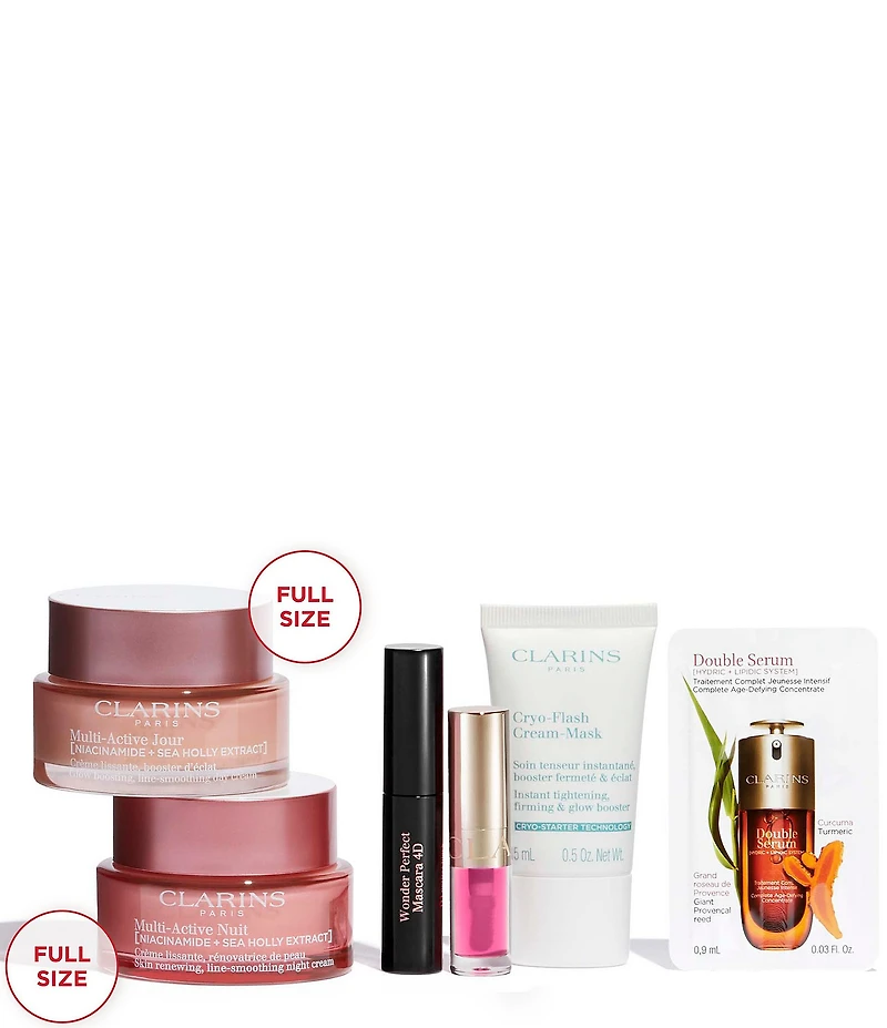Clarins Lines, Pores, Glow Multi-Active Luxury Skincare Set