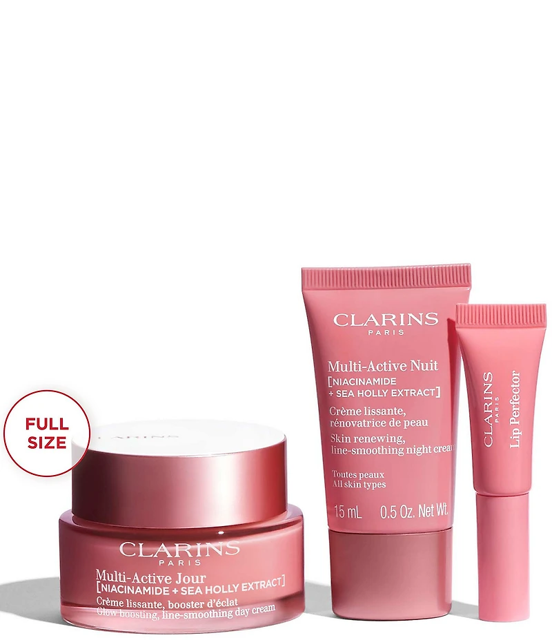 Clarins Multi-Active Skincare Starter Set for Lines, Pores, Glow