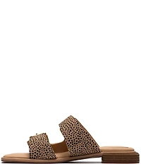 Clarks Artisan Ariany Bay Animal Print Suede Double Banded Buckle Slide Sandals