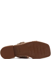 Clarks Artisan Ariany Bay Animal Print Suede Double Banded Buckle Slide Sandals