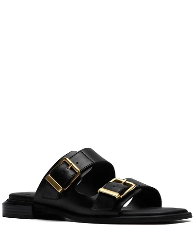 Clarks Artisan Ariany Bay Leather Double Banded Buckle Slide Sandals