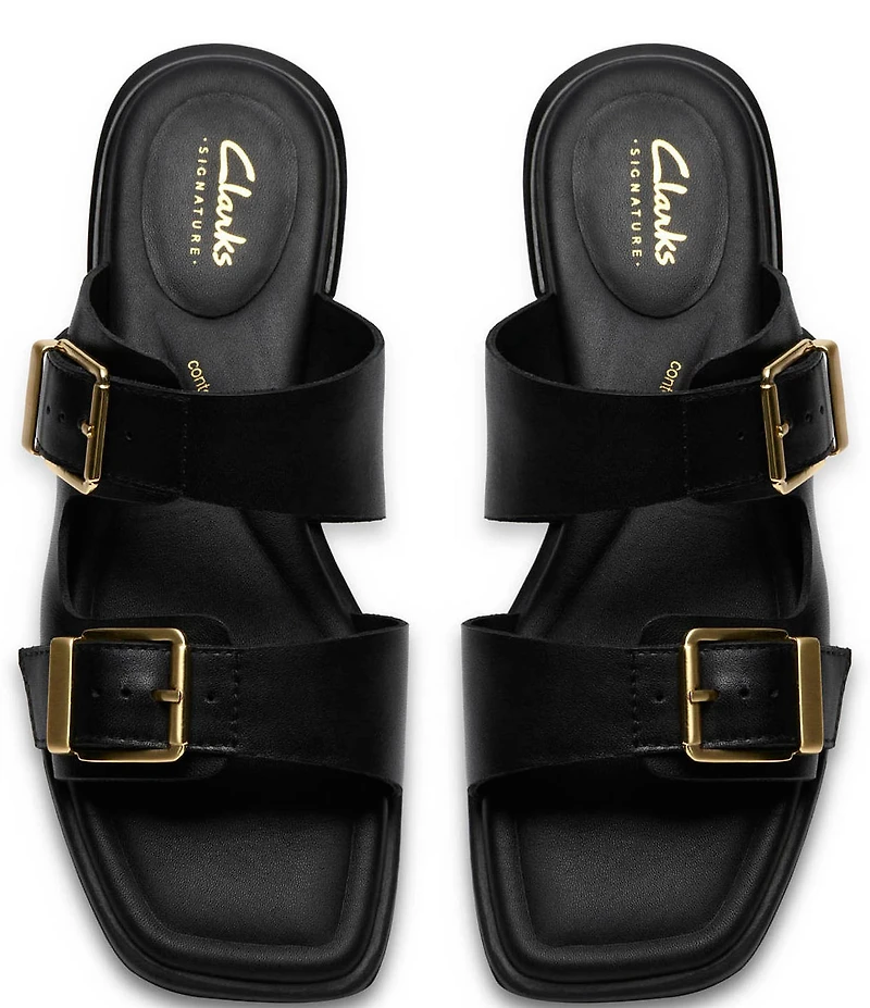 Clarks Artisan Ariany Bay Leather Double Banded Buckle Slide Sandals