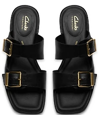 Clarks Artisan Ariany Bay Leather Double Banded Buckle Slide Sandals