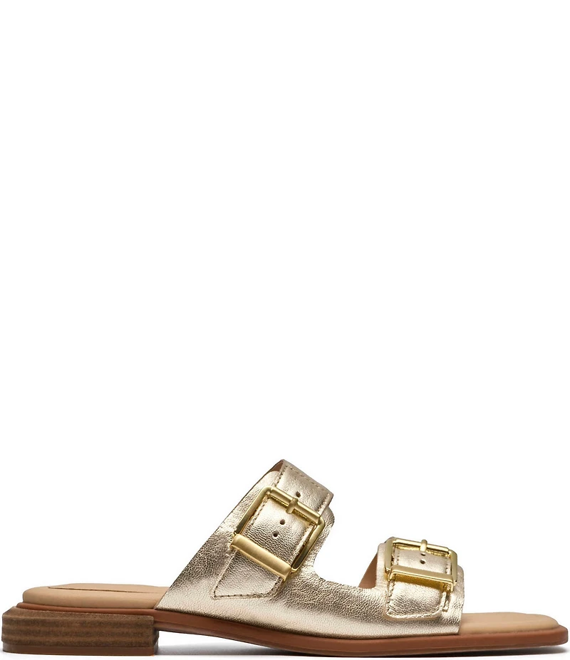 Clarks Artisan Ariany Bay Leather Double Banded Buckle Slide Sandals