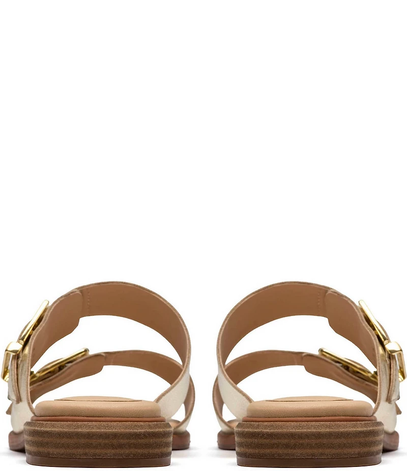 Clarks Artisan Ariany Bay Leather Double Banded Buckle Slide Sandals
