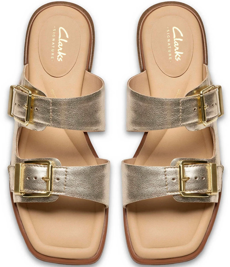 Clarks Artisan Ariany Bay Leather Double Banded Buckle Slide Sandals