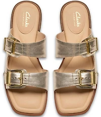 Clarks Artisan Ariany Bay Leather Double Banded Buckle Slide Sandals