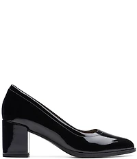 Clarks Artisan Freva55 Court Patent Leather Block Heel Pumps