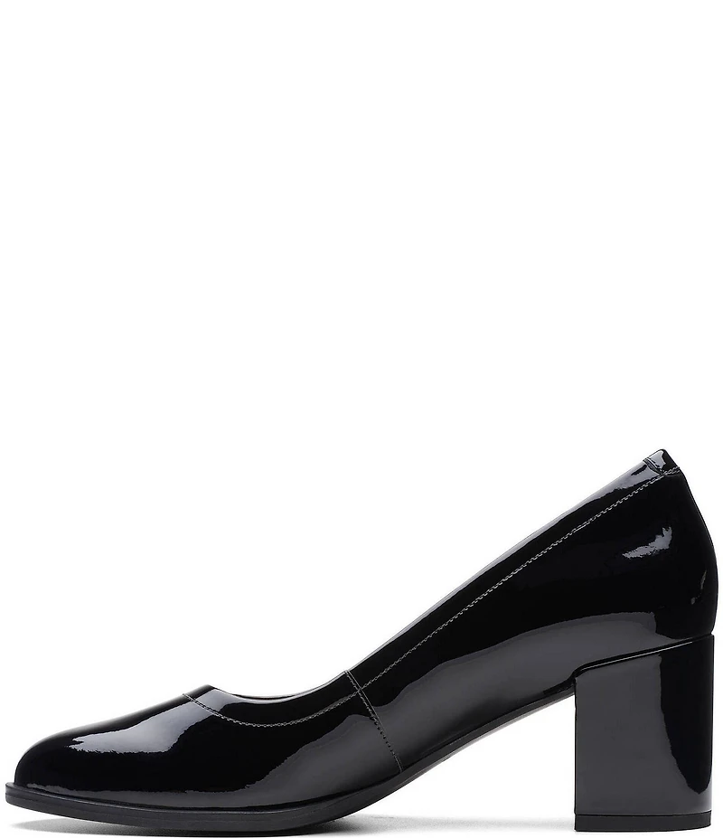Clarks Artisan Freva55 Court Patent Leather Block Heel Pumps