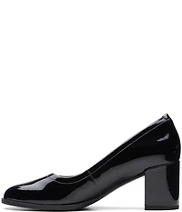 Clarks Artisan Freva55 Court Patent Leather Block Heel Pumps