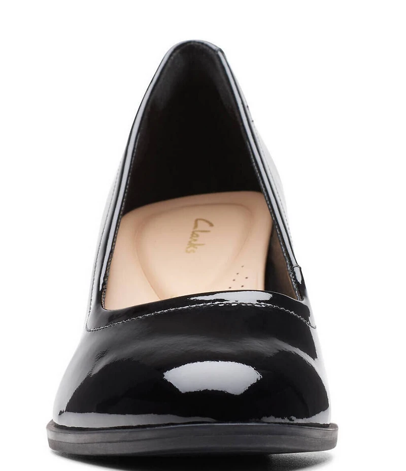 Clarks Artisan Freva55 Court Patent Leather Block Heel Pumps