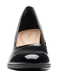 Clarks Artisan Freva55 Court Patent Leather Block Heel Pumps