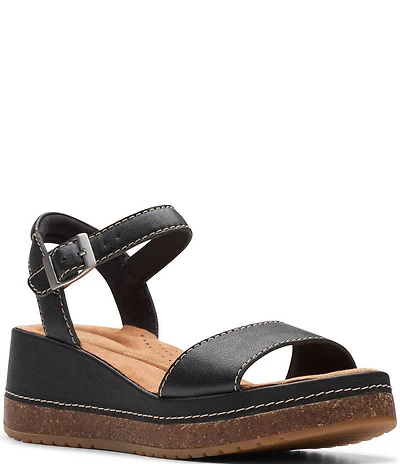 Clarks Artisan Kassanda Lily Leather Platform Wedge Sandals