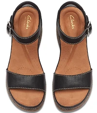 Clarks Artisan Kassanda Lily Leather Platform Wedge Sandals
