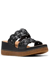 Clarks Artisan Kassanda Mule Woven Leather Wedge Slide Sandals