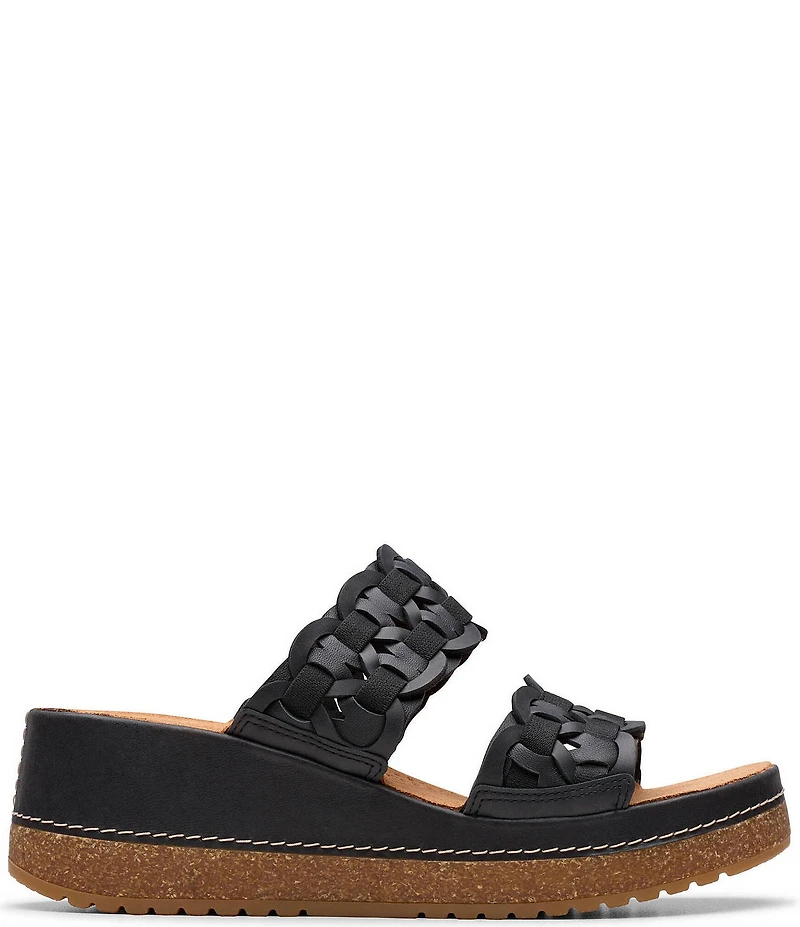 Clarks Artisan Kassanda Mule Woven Leather Wedge Slide Sandals