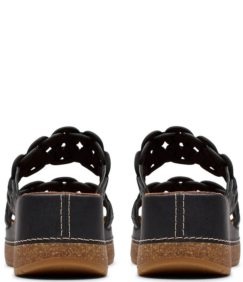 Clarks Artisan Kassanda Mule Woven Leather Wedge Slide Sandals