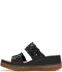 Clarks Artisan Kassanda Mule Woven Leather Wedge Slide Sandals