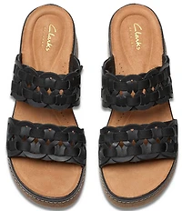 Clarks Artisan Kassanda Mule Woven Leather Wedge Slide Sandals