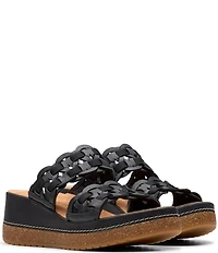 Clarks Artisan Kassanda Mule Woven Leather Wedge Slide Sandals