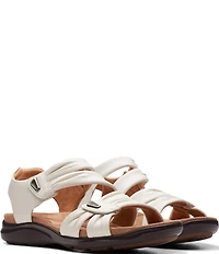 Clarks Artisan Kitly Ave Leather Pleated Straps Sandals