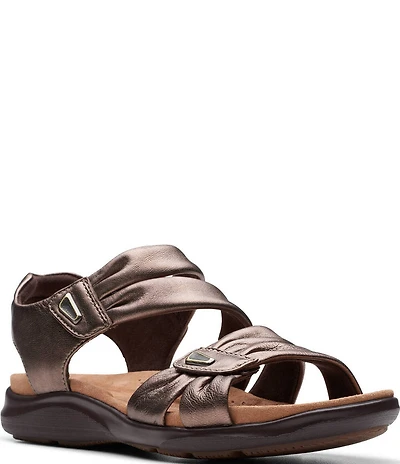 Clarks Artisan Kitly Ave Leather Pleated Straps Sandals