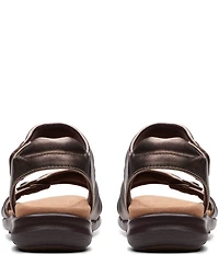 Clarks Artisan Kitly Ave Leather Pleated Straps Sandals