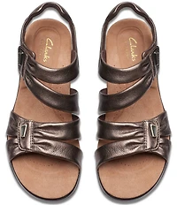Clarks Artisan Kitly Ave Leather Pleated Straps Sandals