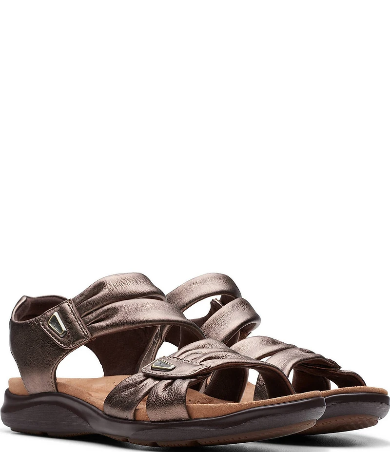 Clarks Artisan Kitly Ave Leather Pleated Straps Sandals