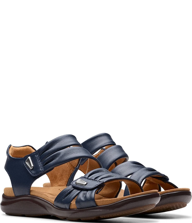 Clarks Artisan Kitly Ave Leather Pleated Straps Sandals