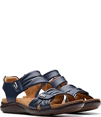 Clarks Artisan Kitly Ave Leather Pleated Straps Sandals