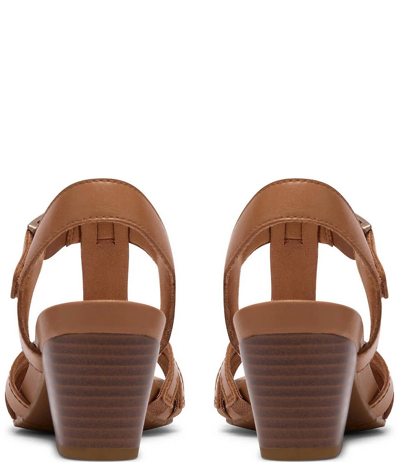 Clarks Artisan Kymber Glow Leather Block Heel Sandals
