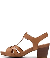 Clarks Artisan Kymber Glow Leather Block Heel Sandals