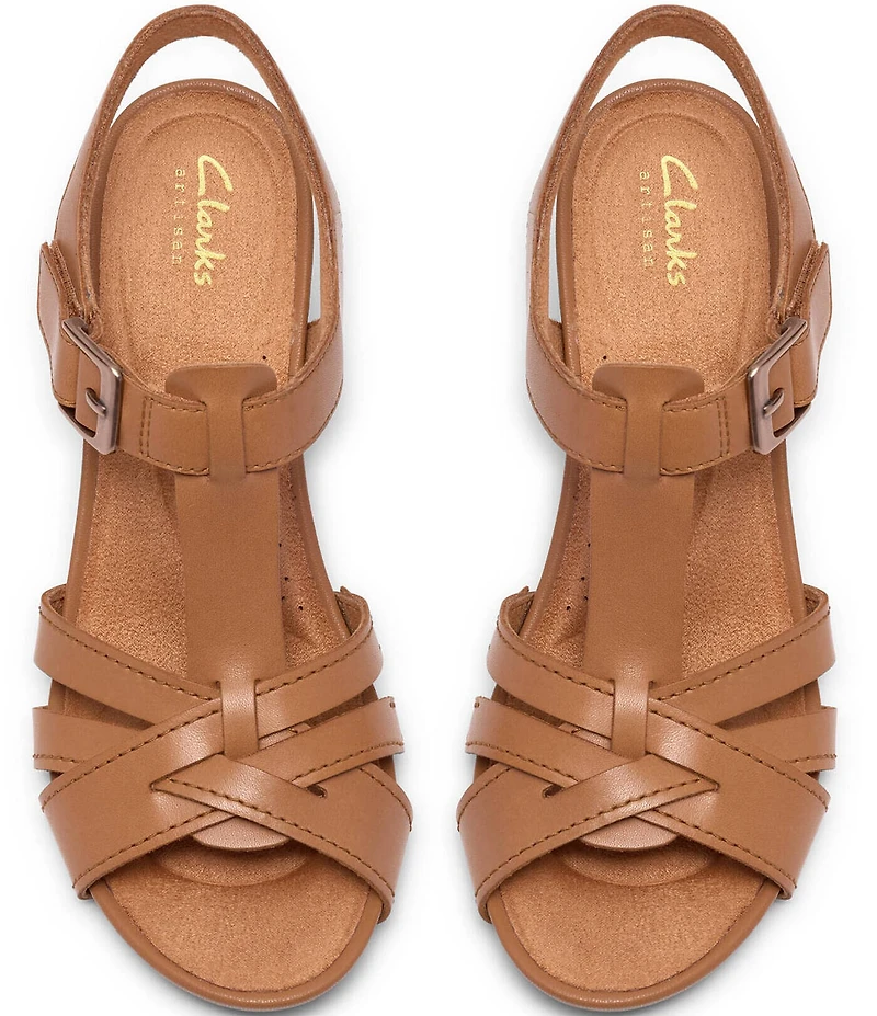 Clarks Artisan Kymber Glow Leather Block Heel Sandals