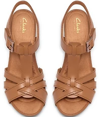 Clarks Artisan Kymber Glow Leather Block Heel Sandals