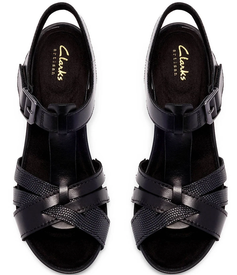 Clarks Artisan Kymber Glow Leather Block Heel Sandals