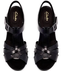 Clarks Artisan Kymber Glow Leather Block Heel Sandals