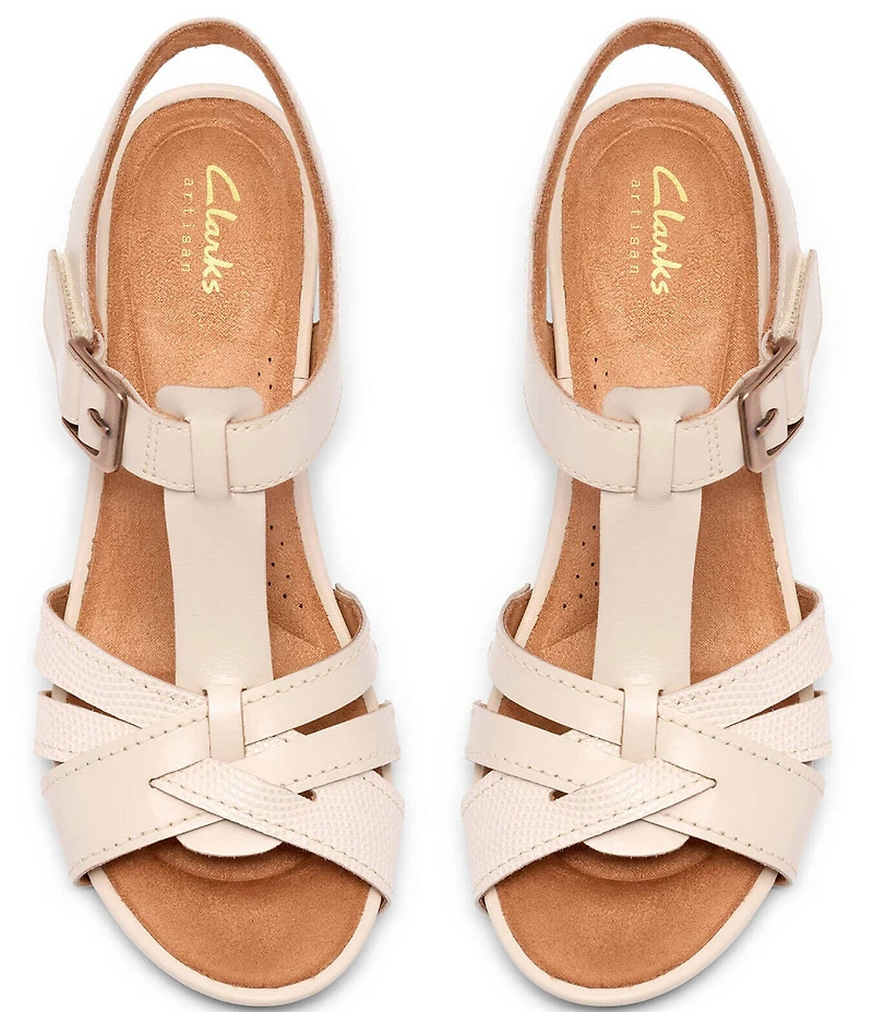 Clarks Artisan Kymber Glow Leather Block Heel Sandals